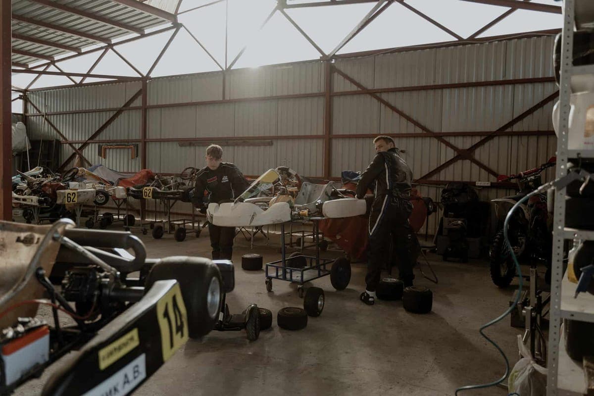 The interior of a compact single-car garage